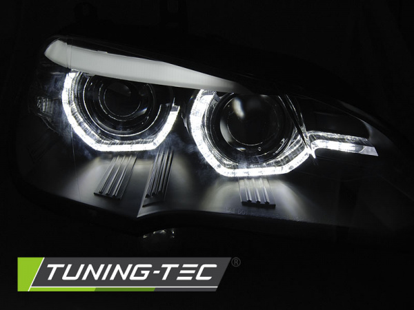 VOLL LED Angel Eyes Scheinwerfer für BMW X5 E70 07-13 schwarz